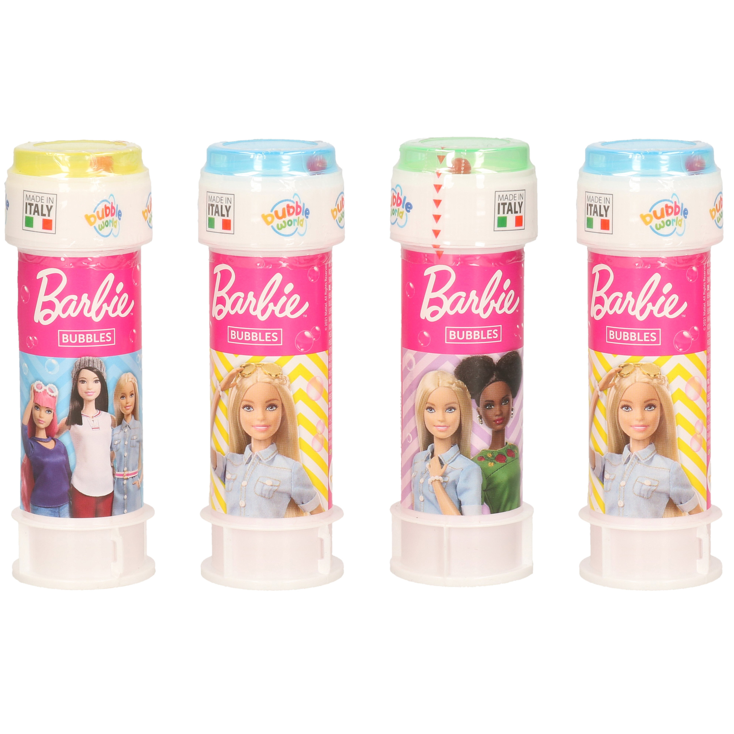 24x Barbie bellenblaas flesjes met bal spelletje in dop 60 ml voor kinderen