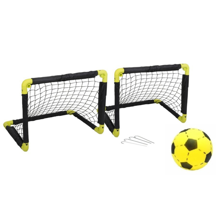 2x Opvouwbare voetbaldoelen 50 cm inclusief soft voetbal