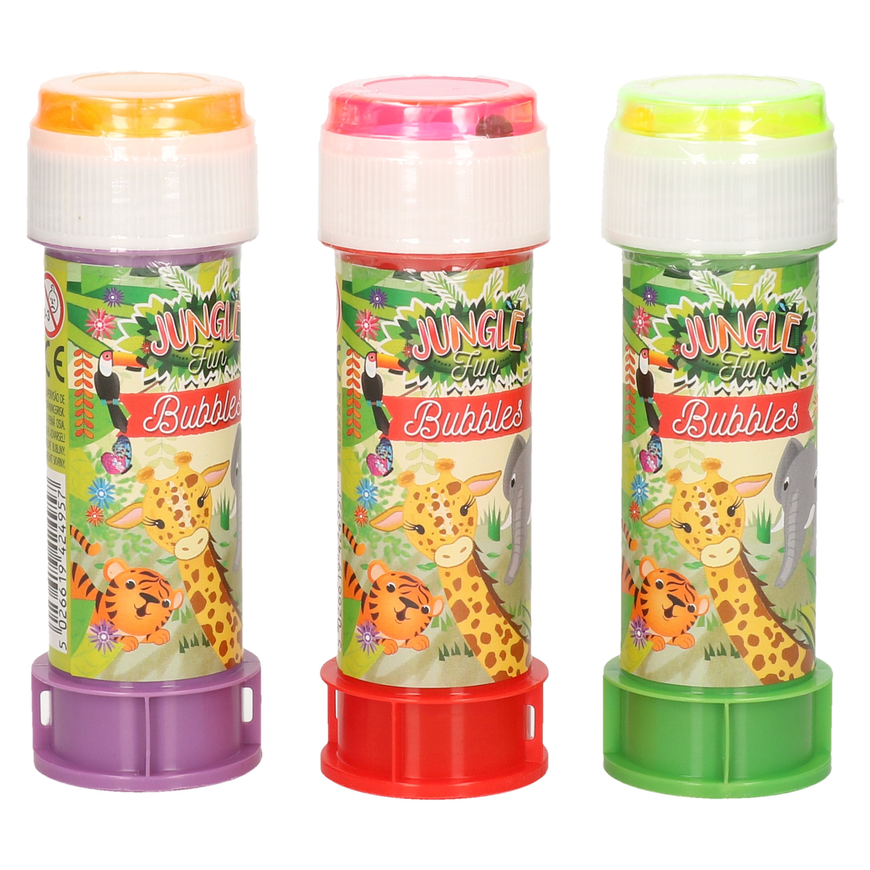3x Jungle/safari dieren bellenblaas flesjes met bal spelletje in dop 60 ml voor kinderen