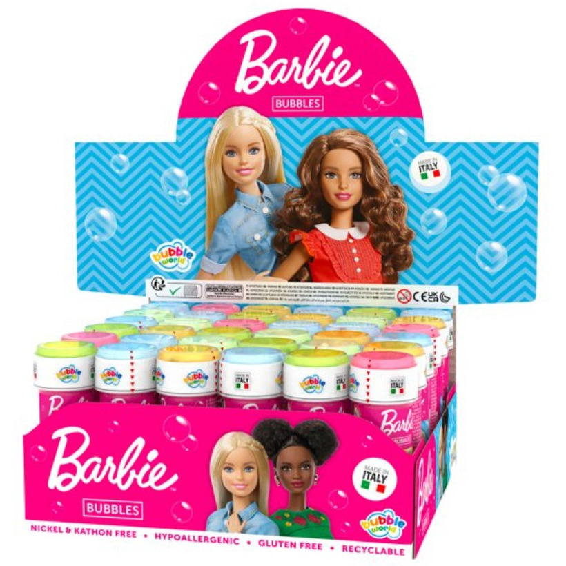4x Barbie bellenblaas flesjes met bal spelletje in dop 60 ml voor kinderen