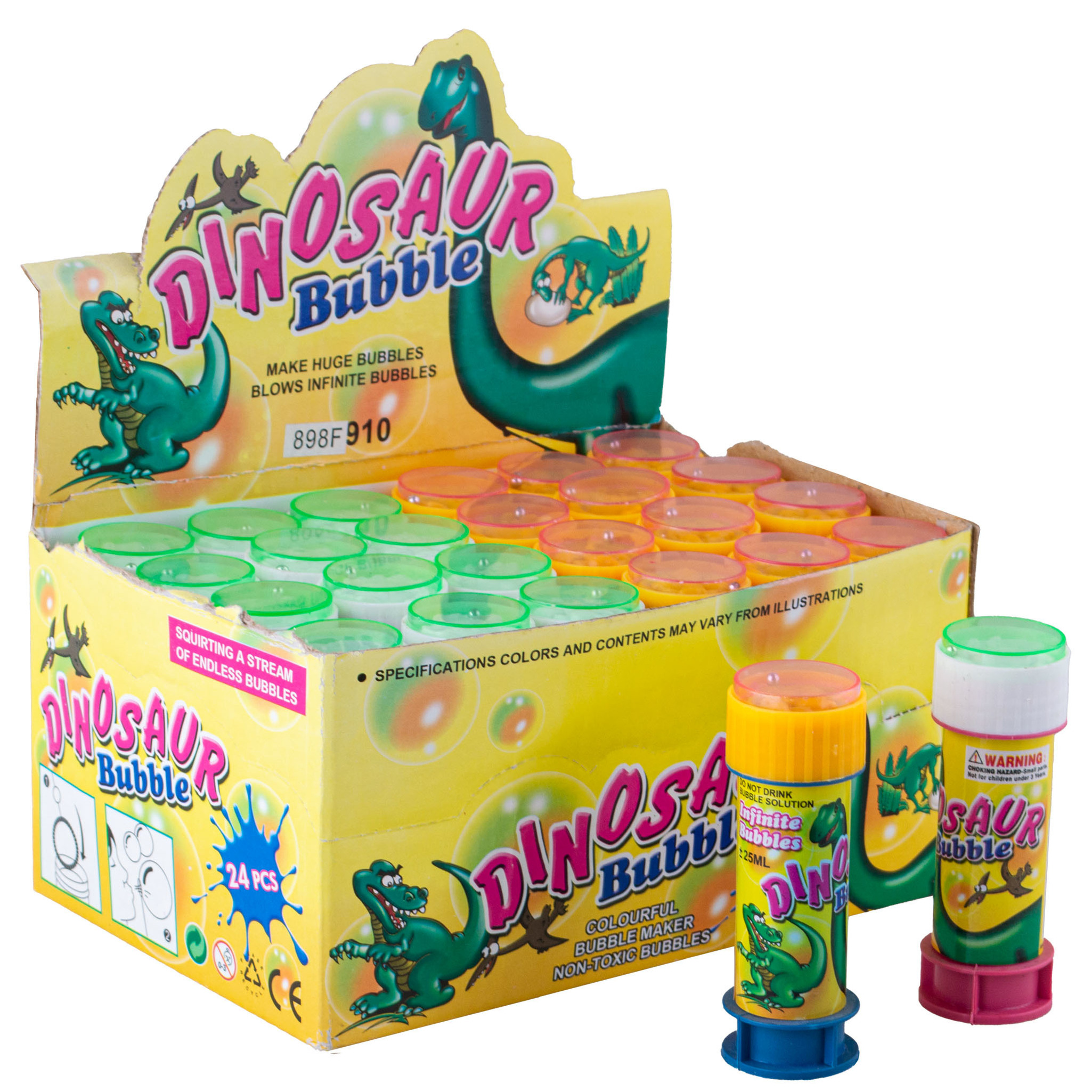 50x Dinosaurus bellenblaas flesjes met bal spelletje in dop 60 ml voor kinderen