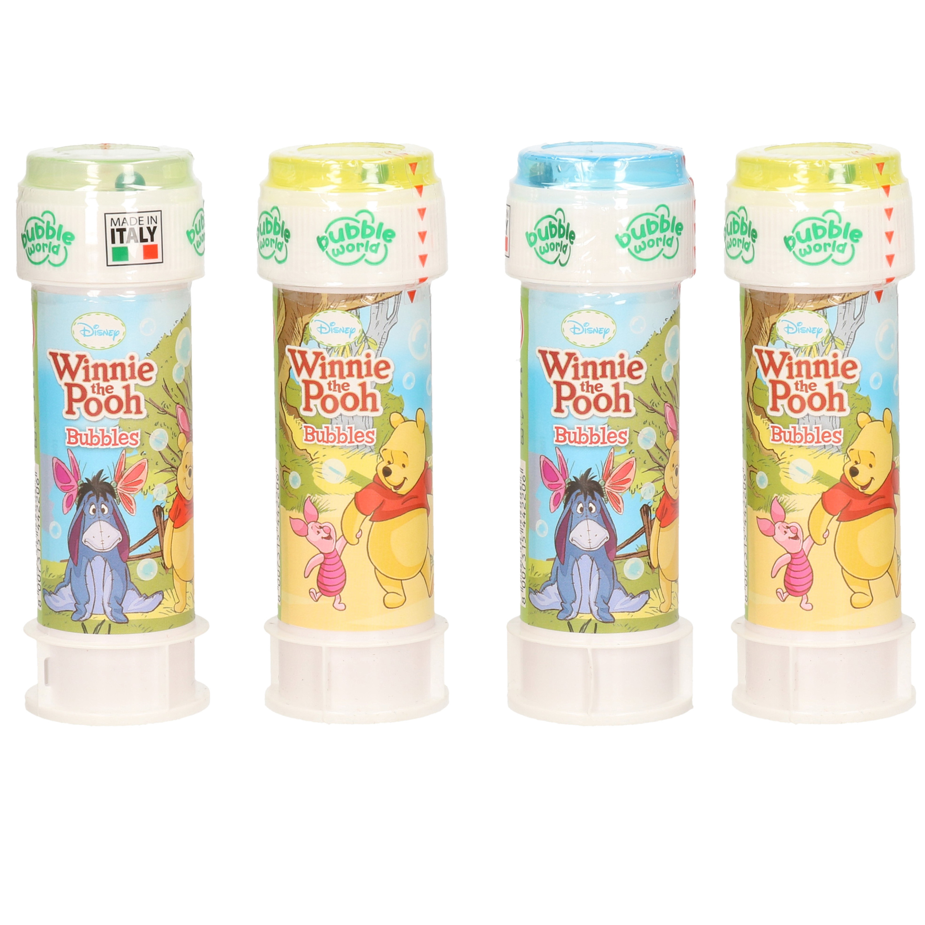 50x Winnie de Poeh bellenblaas flesjes met bal spelletje in dop 60 ml voor kinderen