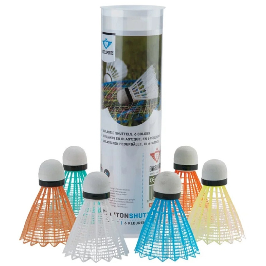 Badminton shuttles - 6x - gekleurd - kunststof