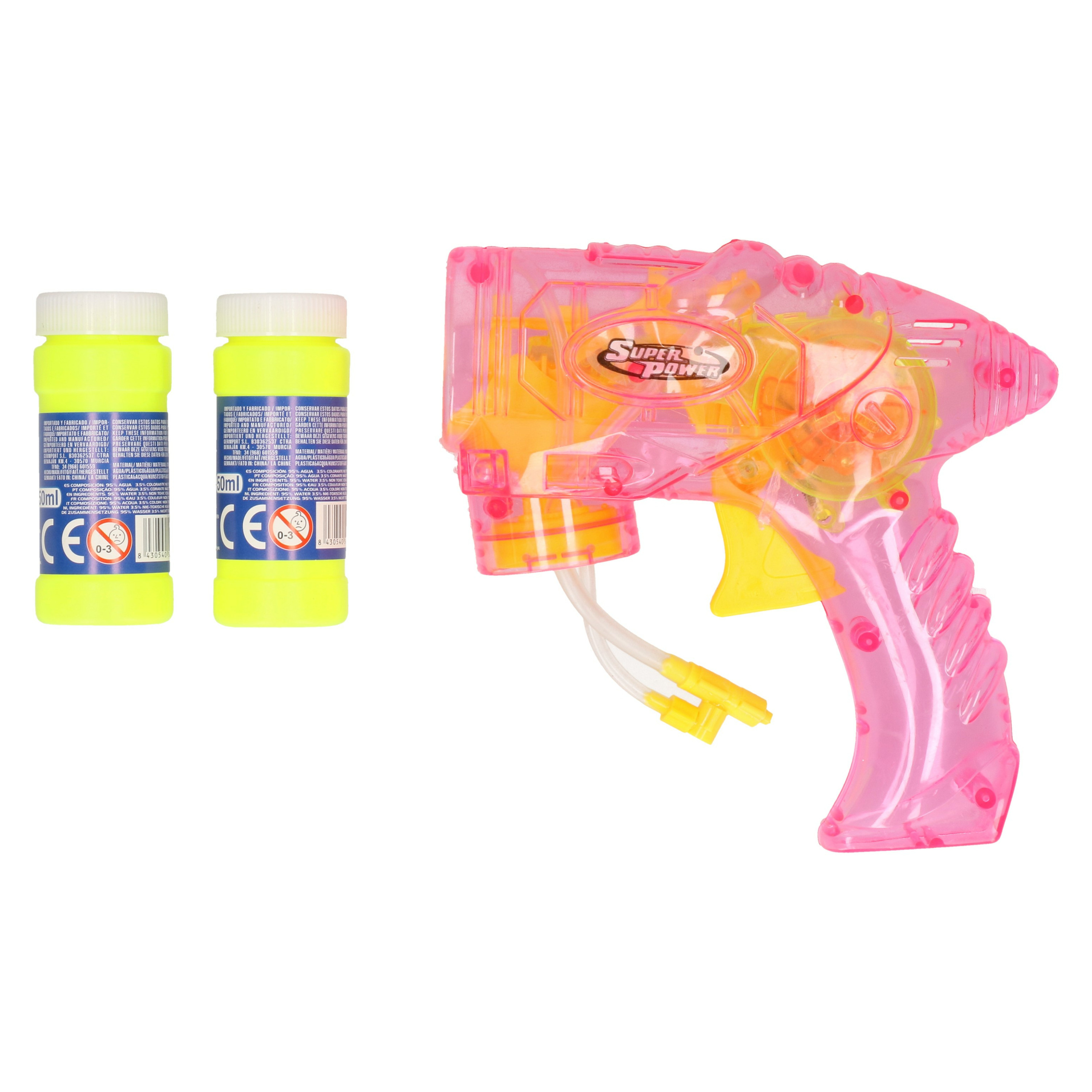 Bellenblaas speelgoed pistool - met vullingen - roze - 15 cm - plastic - bellen blazen