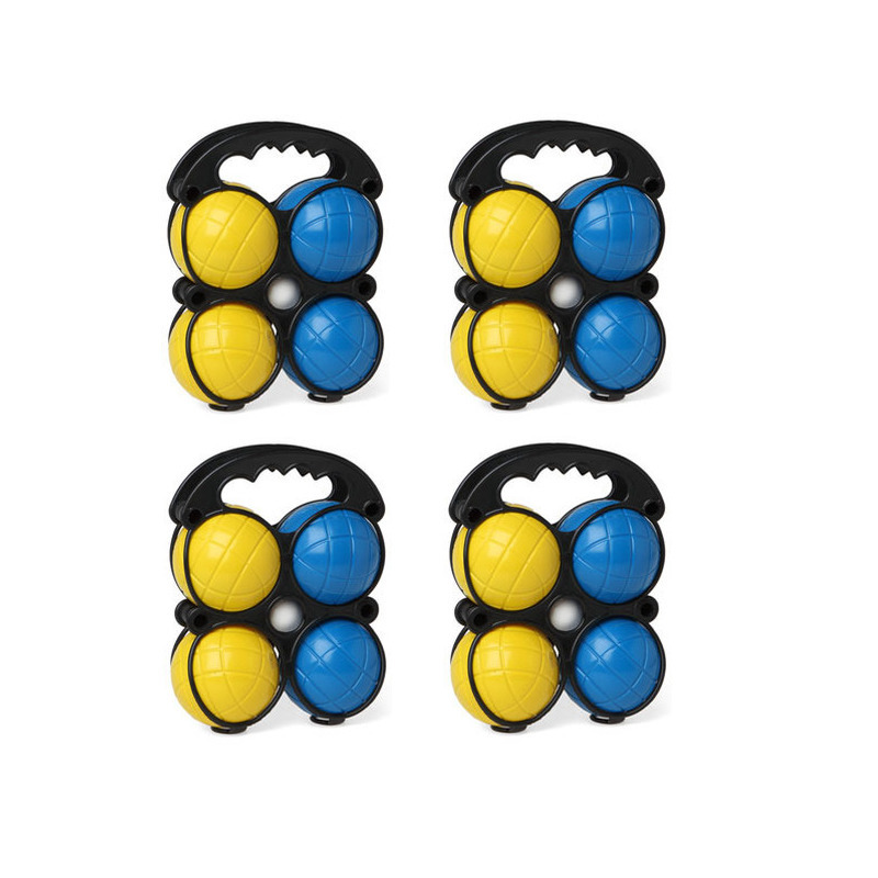 Kleine jeu de boules sets met 16 gekleurde ballen in draagtas