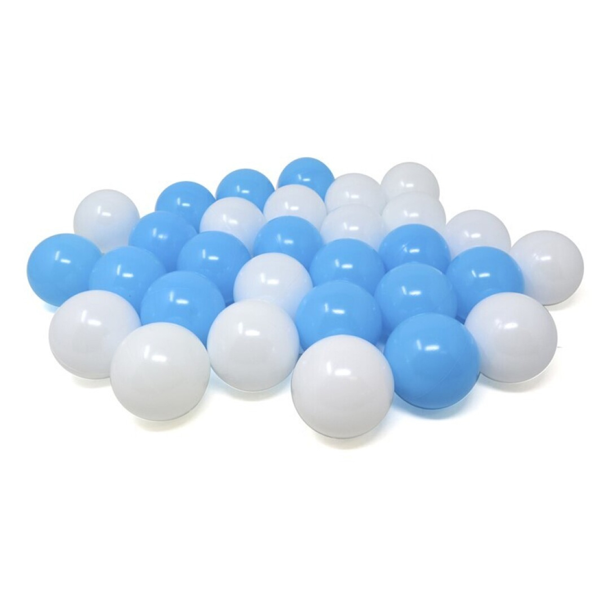 Kunststof ballenbak ballen - blauw/wit - 30x stuks - ca 6 cm