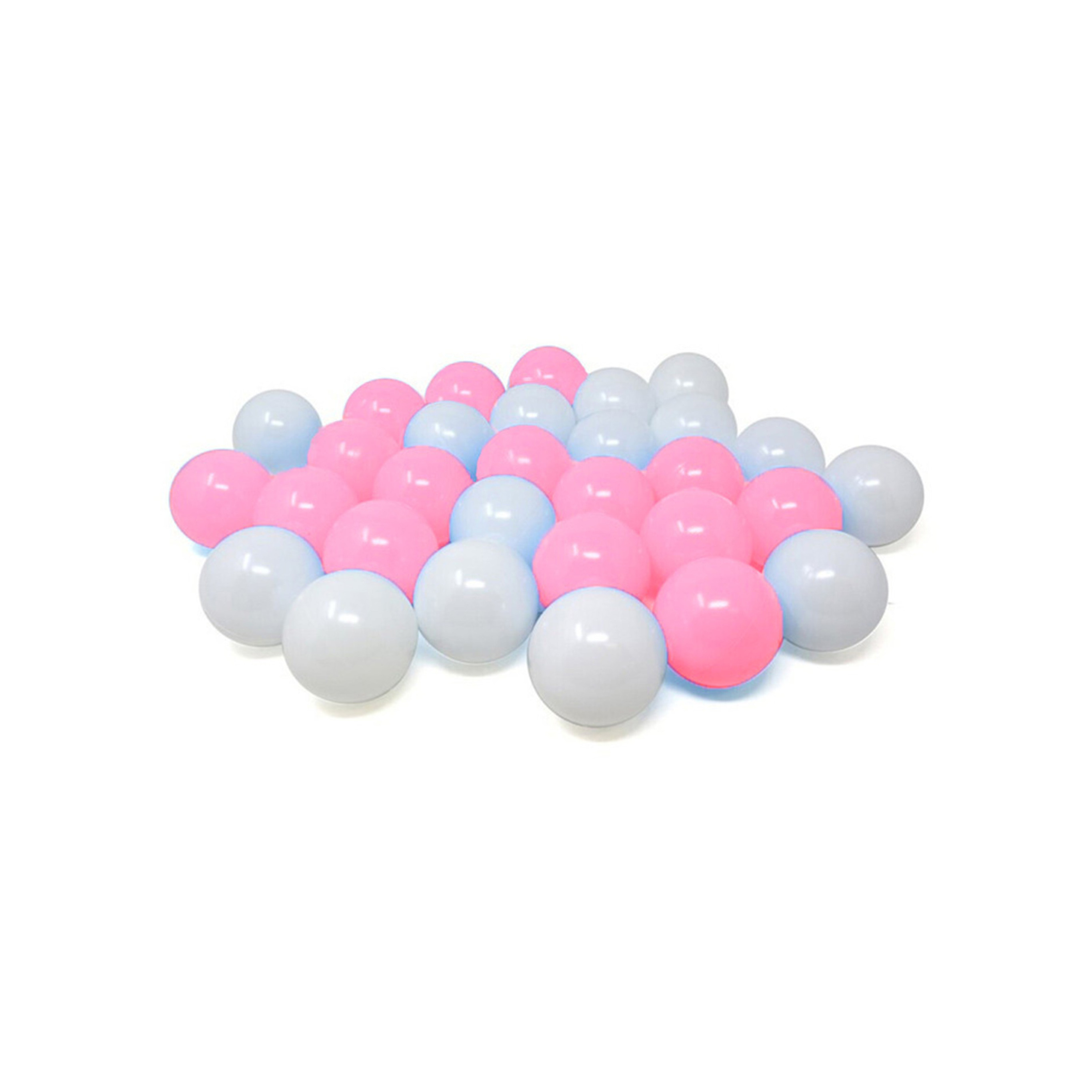Kunststof ballenbak ballen - roze/wit - 30x stuks - ca 6 cm