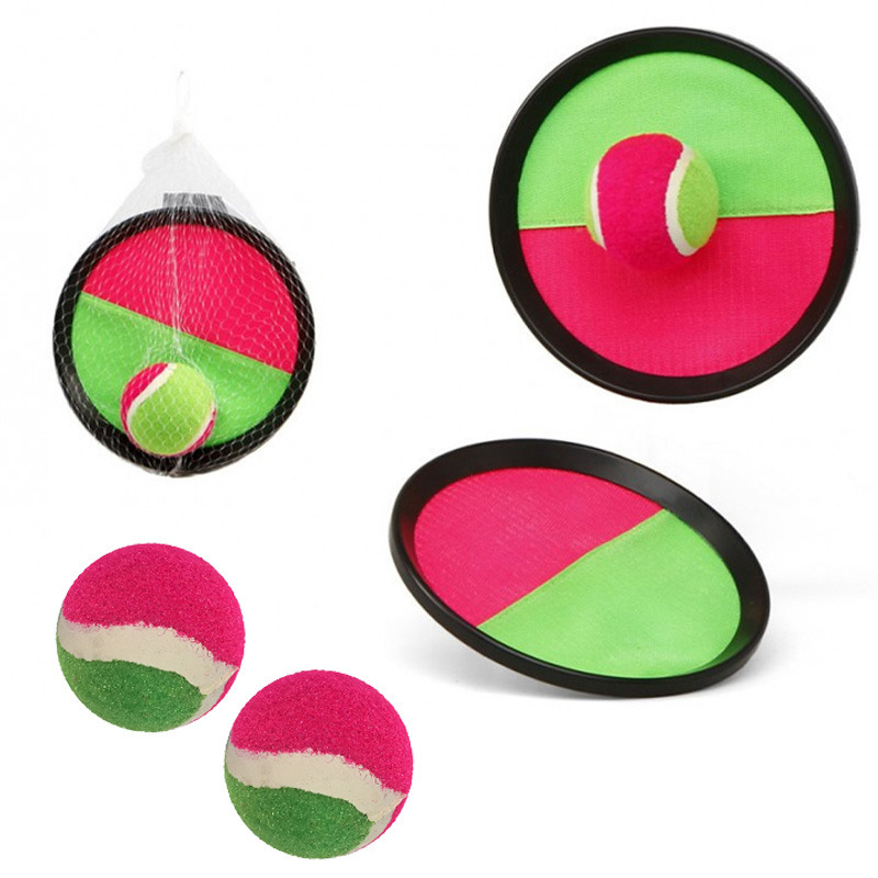 Vangbalspel met klittenband incl 3x ballen - roze/groen - strand speelgoed