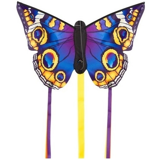Vlinder vlieger blauw met staarten 52 x 34 cm