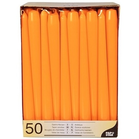 Kandelaarkaarsen oranje 50 stuks 25 cm
