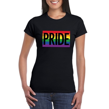 Lesbo shirt Pride regenboog vlag dames zwart